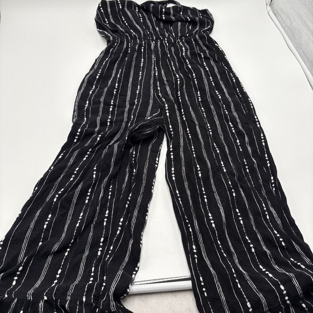 Fashion Muse Baggy Halter Pants Women's Size Medium Black‎ White Striped